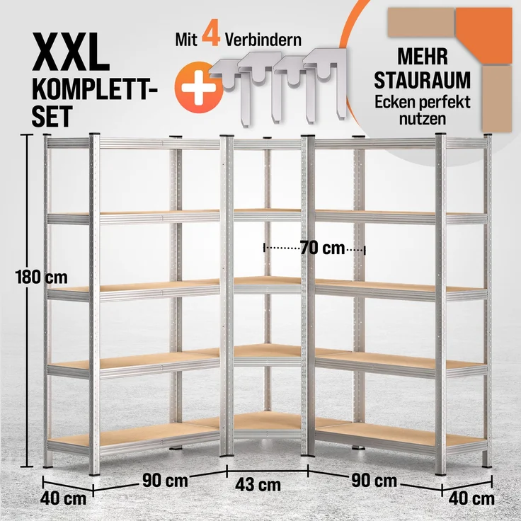 MONZANA® 3er Set Schwerlastregal Eckregal – Bild 2