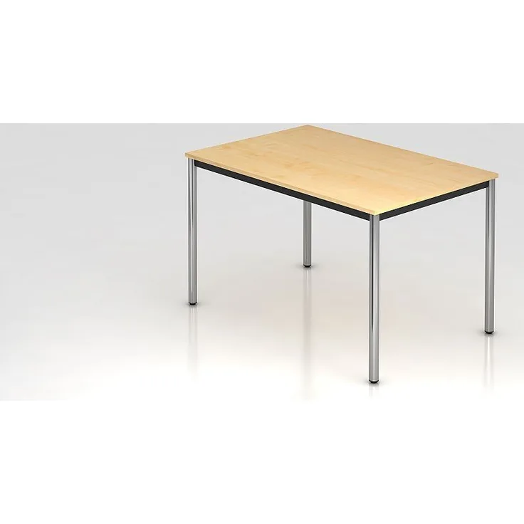 Besprechungstisch DR12 120x80 cm 4-Fuß Ahorn Gestellfarbe: Chrom