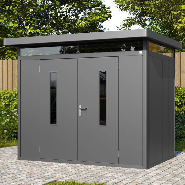 GFP Primeyard Gerätehaus Metall Gartenhaus 263x180x231 cm Geräteschuppen anthrazit – Bild 2