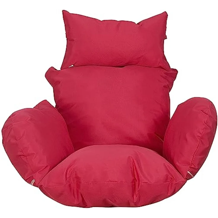 Luxus Hängesessel Style XXL Rattan Korb und Gestell Weiss mit Relaxkissen Pink – Bild 7