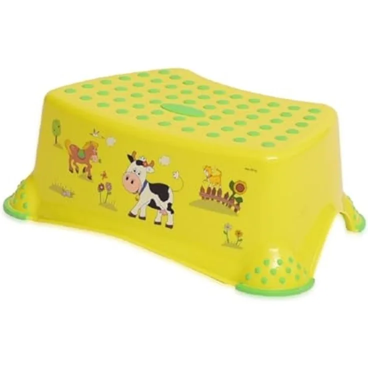 Lorelli einstufiger Kinder Badhocker Farm, Gummi-Noppen, Tritthocker rutschfest