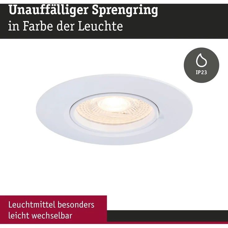 Paulmann 92118 Einbauleuchte rund 90mm 10er-Set Weiß starr – Bild 3