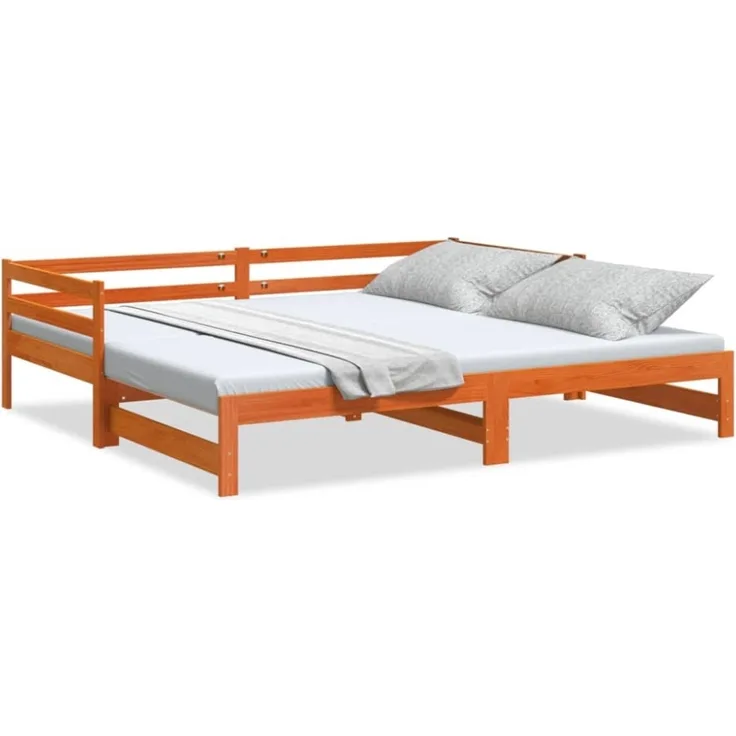 vidaXL Tagesbett Ausziehbar Wachsbraun 80x200 cm Massivholz Kiefer 847161