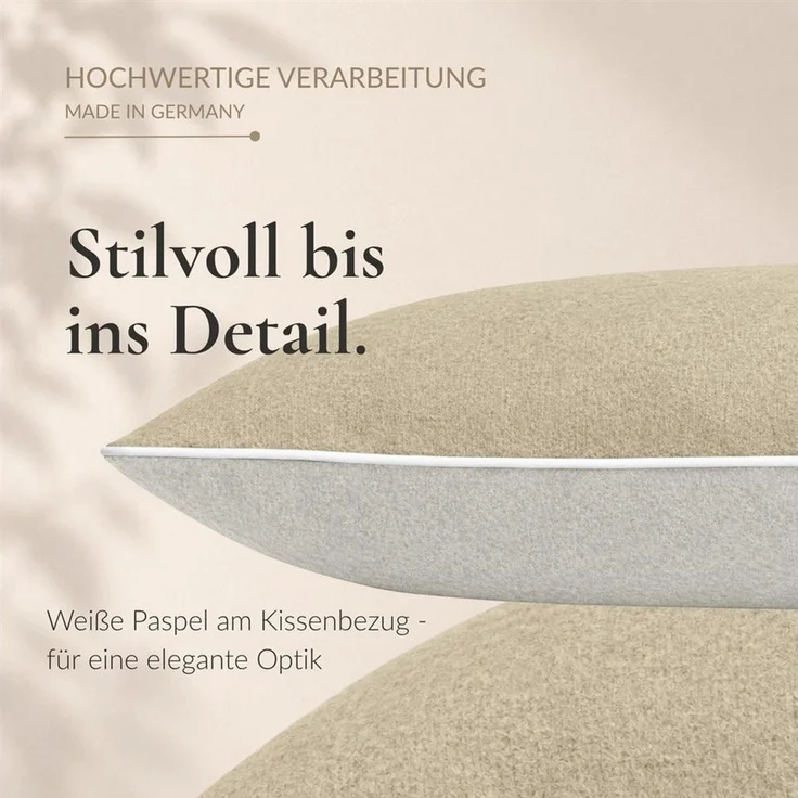 Carpe Sonno Kissenbezug Biber Kissenbezüge Flanell Kopfkissenbezug Baumwolle 40x40 40x80 80x80, (2 Stück), MADE IN GERMANY Feinbiber Kissenbezug warm & weich - 2 x 40 x 80 Beige – Bild 2