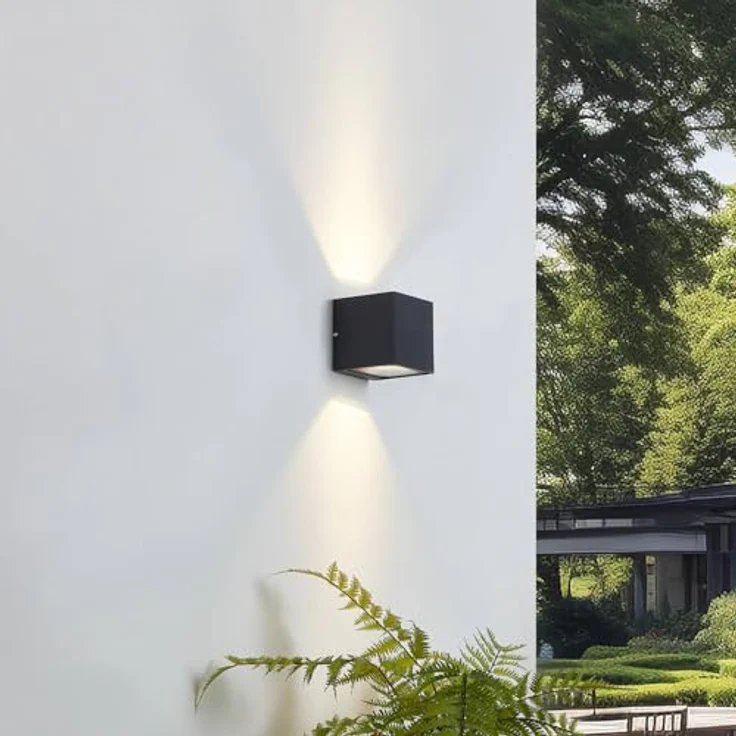 Lucande LED Wandleuchte Merjem, spritzwassergeschützt, Aluminium, 2-flammig, moderne Außenlampe für Terrasse und Garten – Bild 3