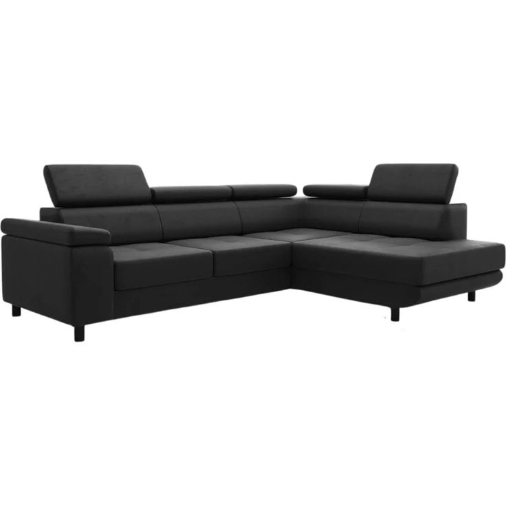 thematys Ecksofa LUNA L 250 x 183 cm, mit Schlaffunktion, mit Bettkasten, mit verstellbaren Kopfstützen, Schwarz Monolith 97), Ausrichtung Rechts – Bild 2