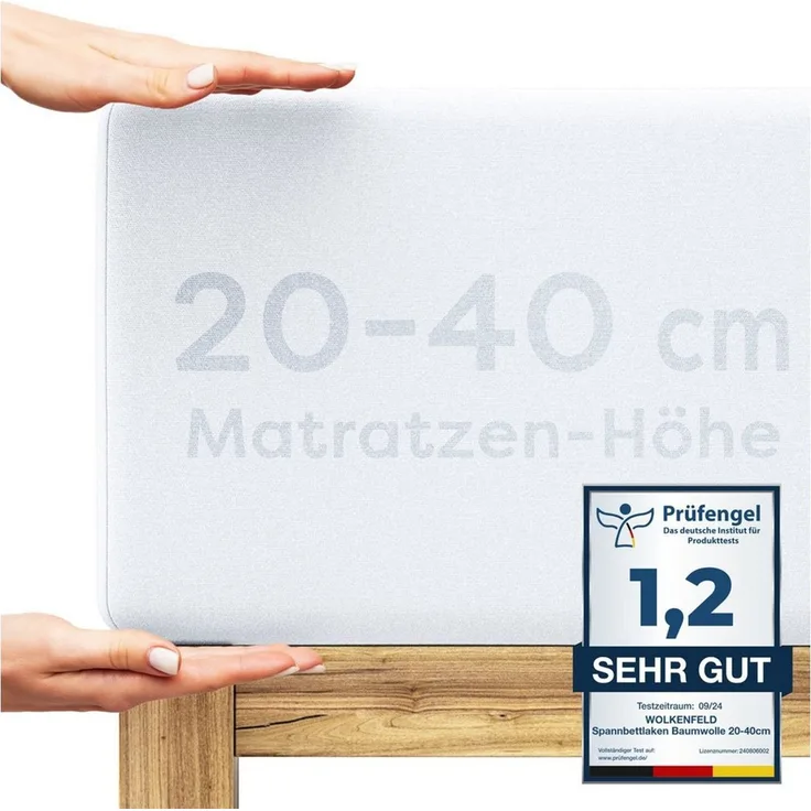 Wolkenfeld Spannbettlaken Boxspringbett Bettlaken - Spannbetttuch für Matratzen bis 40cm, Jersey, Gummizug: rundum, (1 Stück), Elastisch & Rutschfest: 90x200, 140x200, 160x200, 180x200 & Übergrößen