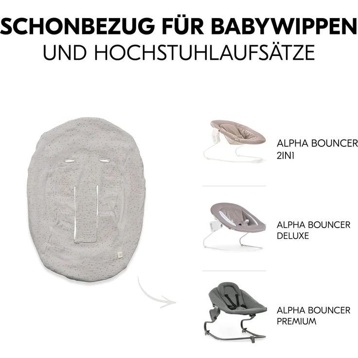 Hauck Ersatzbezug für Babywippen und Newborn Aufsätze Alpha Bouncer 2in1, Alpha Bouncer Deluxe, Alpha Bouncer Premium - Atmungsaktive Musselin Baumwolle, 85 x 74 x 0,25 cm (Beige Dots) – Bild 3