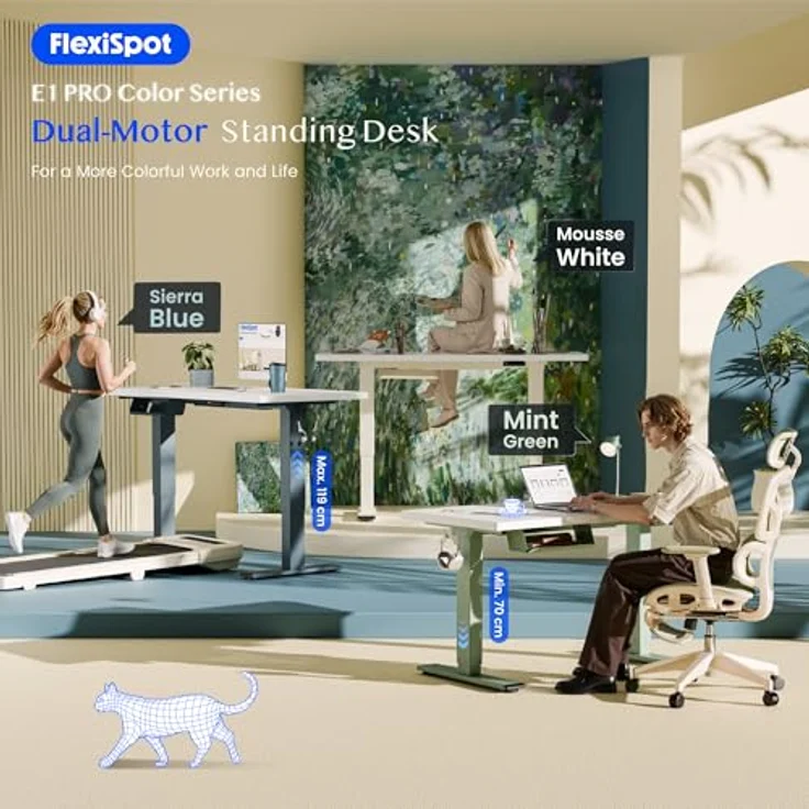 FLEXISPOT Höhenverstellbarer Schreibtisch mit 2 Motoren & 25MM EINTEILIGER Tischplatte 180x80 cm, Ergonomischer Bürotisch Elektrisch mit Kabelmanagement, Memory Funktion & Höhenanzeige – Bild 4