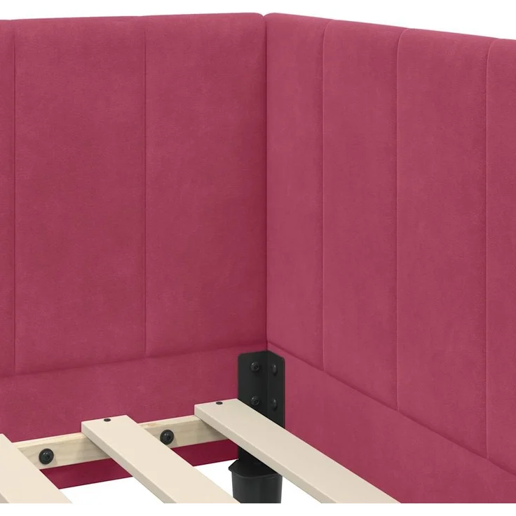 vidaXL Eckbettgestell mit Kopfteil Weinrot 80 cm x 200 cm Samt 42016332 – Bild 7