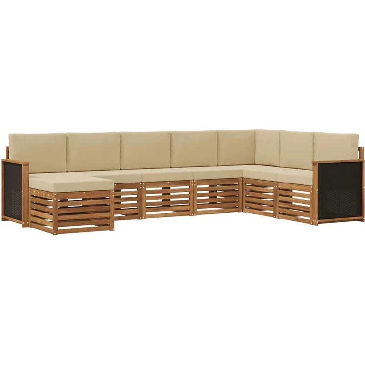 vidaXL Outdoor-Sofagarnitur 8 stk. 8-Sitzer Natur und Beige 3384704 – Bild 2