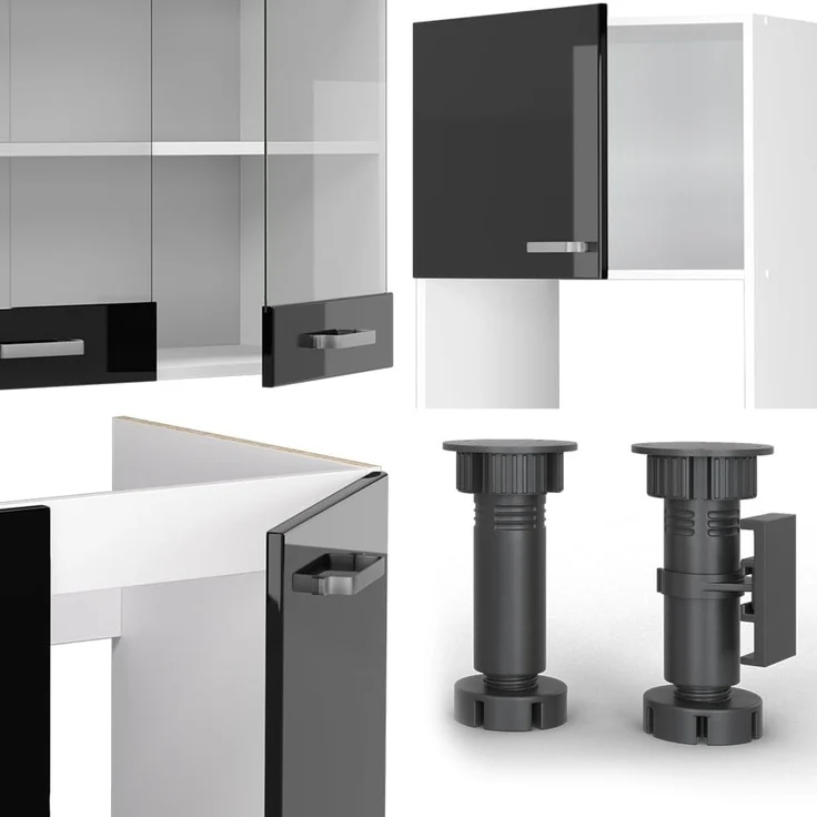 Vicco Eckküche R-Line Solid Weiß Schwarz, modern – Bild 5