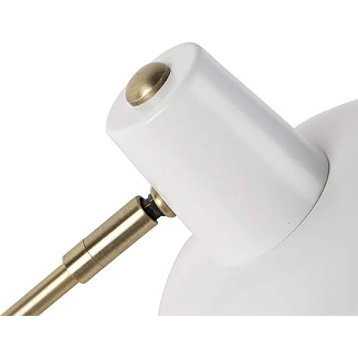 QAZQA Milou Retro-Tischleuchte, Weiß mit Bronze, 38 cm, dimmbar, E14, Metall, geeignet für Wohnzimmer und Schlafzimmer – Bild 3