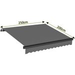 Clanmacy Kassettenmarkise Markise Elektrisch mit Fernbedienung Handkurbel Polyester Grau 2,5x2 m