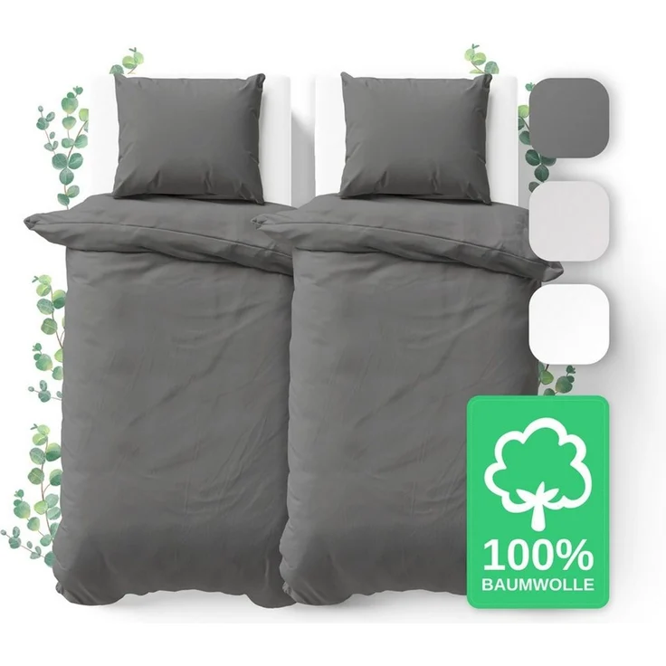 Jacobson Bettwäsche Set - 100% Baumwolle, Perkal, 4 teilig, Erhältlich in den Größen 135x200, 155x220, 200x200, 200x220, 240x220 – Bild 1