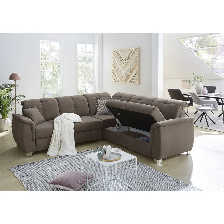Job 'Udine KPL' Wohnlandschaft, Microfaser bedruckt dunkelbraun – Bild 6