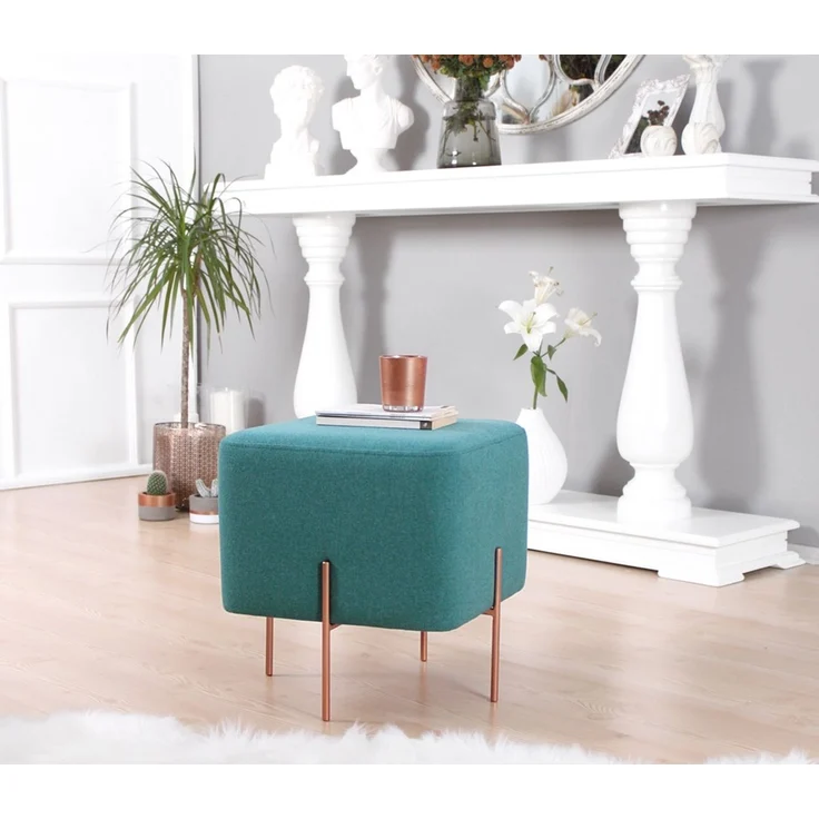 Hanah Home 'Copper 57 - Green' Pouffe, Hellgrün, 40 x 42 x 40 cm – Bild 3