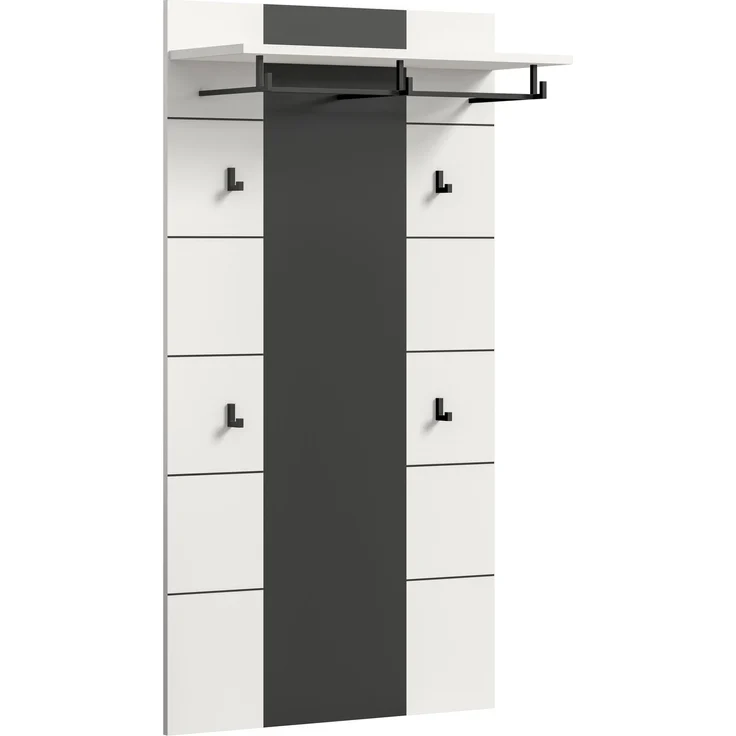 xonox. home - Paneel Canu 80 x 145 x 29 cm in Basalt grau und weiß Nb. - Wandpaneel Wandboard Wandgarderobe Garderobenwand Garderobenpaneel Flurpaneel - modern & stilvoll