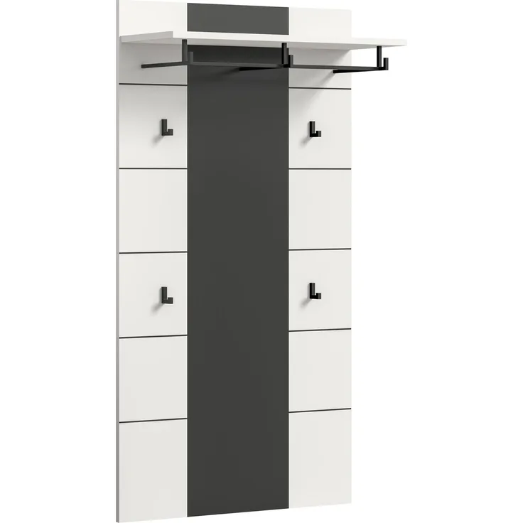 xonox. home - Paneel Canu 80 x 145 x 29 cm in Basalt grau und weiß Nb. - Wandpaneel Wandboard Wandgarderobe Garderobenwand Garderobenpaneel Flurpaneel - modern & stilvoll