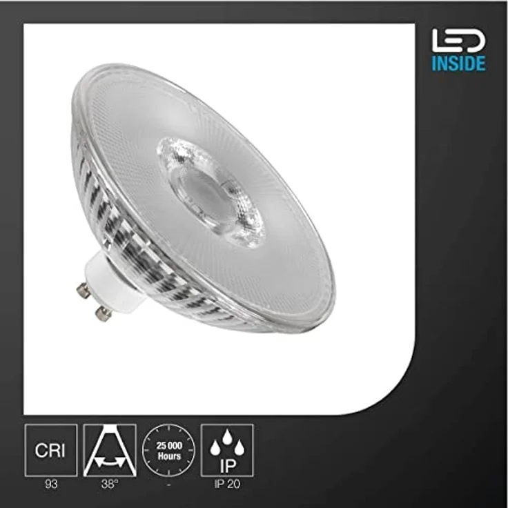 SLV QPAR111 GU10, LED Leuchtmittel transparent 8W 2700K CRI90 38° - LED Lampen Sockel GU10 – Bild 2