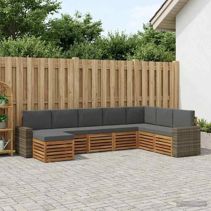 vidaXL Outdoor-Sofagarnitur 8 stk. 8-Sitzer Natur und Anthrazit 3384728 – Bild 1