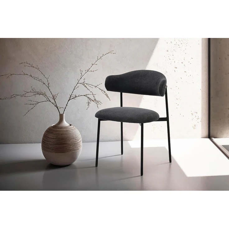 byLIVING Esszimmerstuhl 2er Set Jersey/Webstoff dunkelgrau/Gestell Metall schwarz / 4-Fuß-Stuhl/Küchenstuhl/Polsterstuhl/B 58, H 78, T 54,5 cm – Bild 5