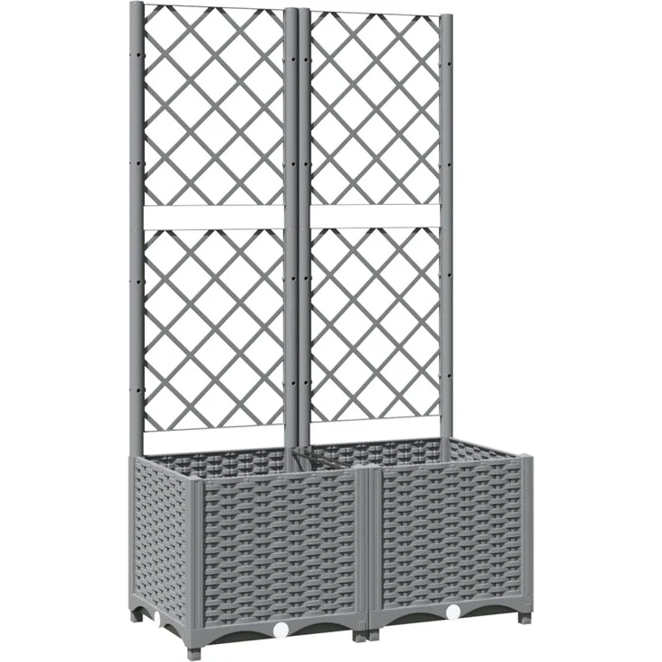vidaXL Pflanzkübel mit Rankgitter Hellgrau 80x40x136 cm PP 153272 – Bild 2
