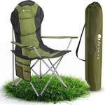 Juskys Campingstuhl Lido mit Getränkehalter & Tasche - Camping Klappstuhl gepolstert - Faltstuhl Angelstuhl Strandstuhl Chair - Stuhl Grün