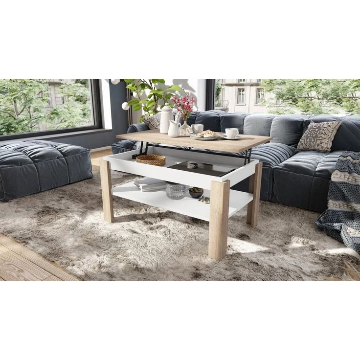 designimpex Couchtisch Design Asti-P Tisch höhenverstellbar 55 - 67cm Esstisch – Bild 2