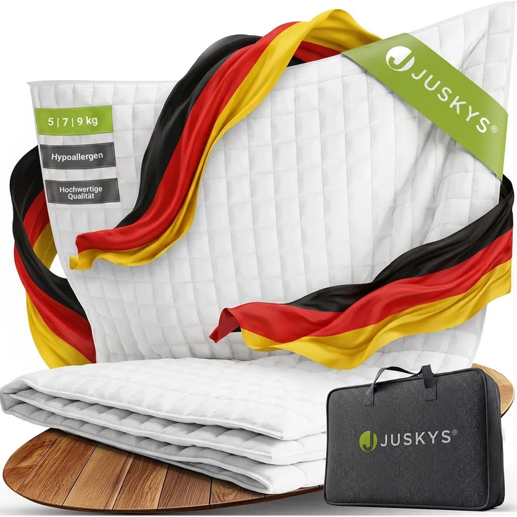 Juskys Gewichtsdecke 135x200 – weiß, beschwerte Schlafdecke mit Glasperlen, Baumwolle & Mikrofaser, entspannend & schlaffördernd bei Unruhe – 5 kg