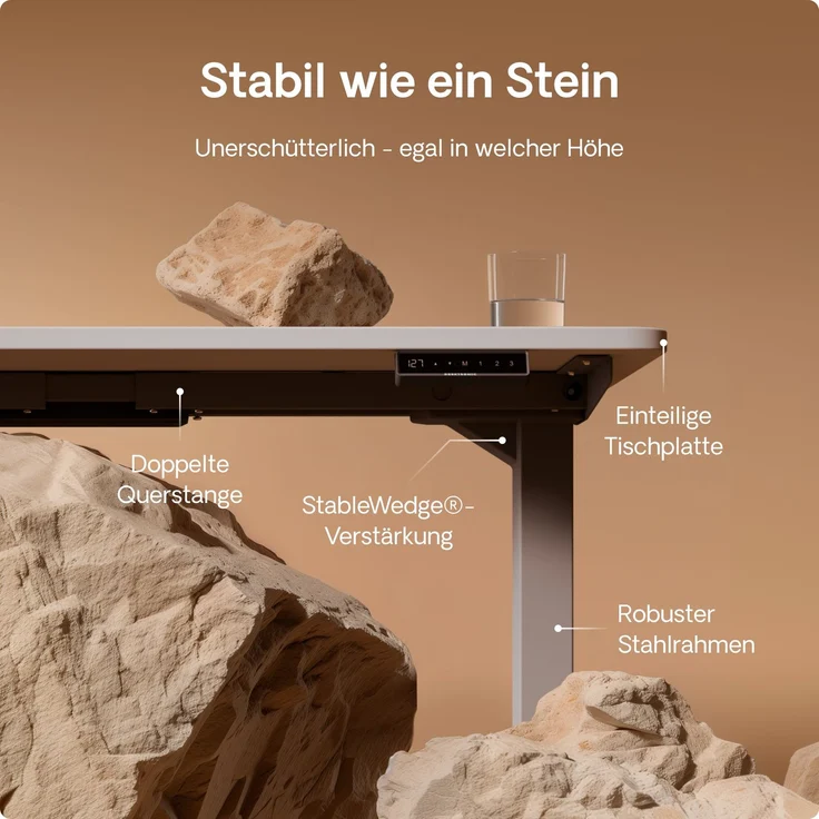 Desktronic HomePro Elektrisch höhenverstellbarer Schreibtisch 120x60cm Grau/Weiß mit Memory-Funktion, Anti-Kollisions Technologie, USB-A und USB-C-Ladeanschlüssen – Bild 4