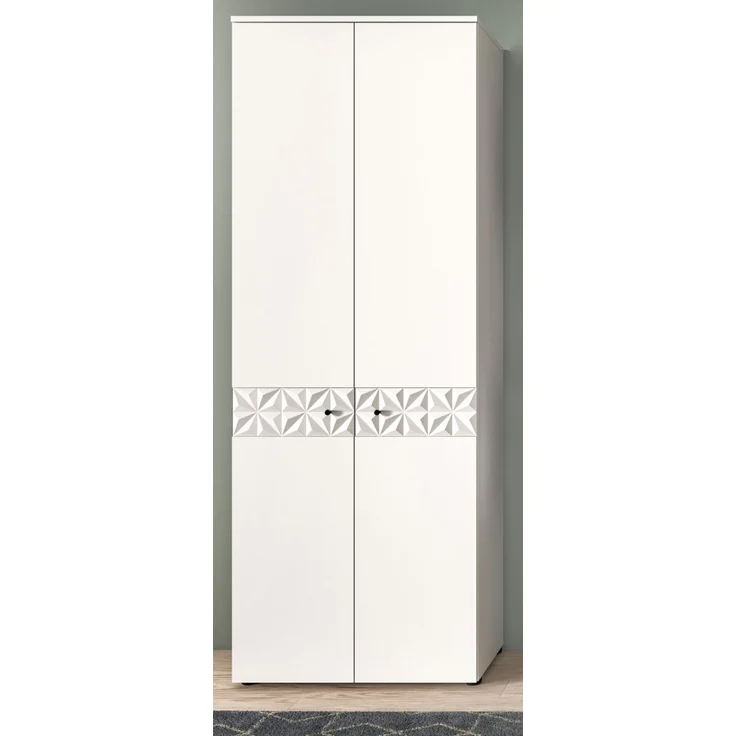 Garderobenschrank / Schuhschrank Relief in weiß Hochglanz 70 x 192 cm – Bild 2