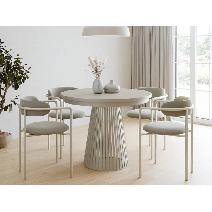 Compleo Esstisch rund Ausziehbar Ø: 120 cm oder Ø: 100 cm, Modern Esstisch mit Lamellen, DAST