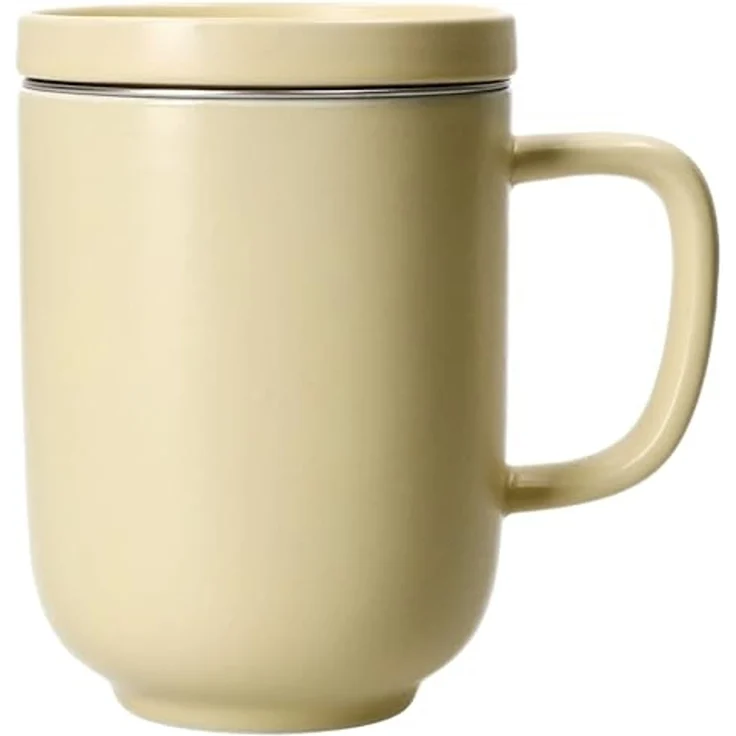 Ritzenhoff & Breker Becher Ritzenhoff Jasper Vanille Teebecher mit Teesieb & Deckel 300ml, Steingut – Bild 5