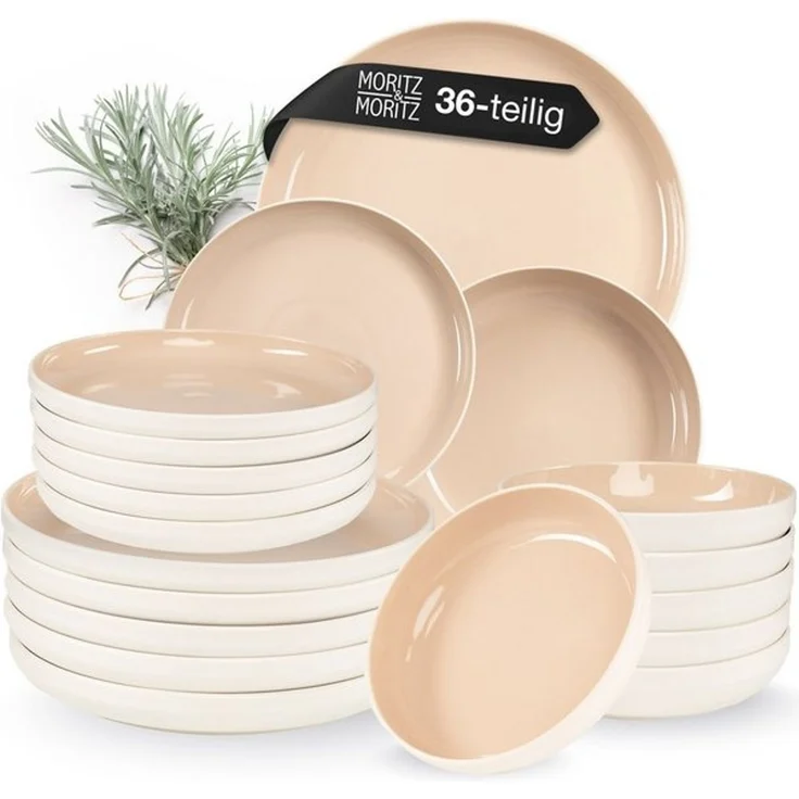 Moritz & Moritz Geschirr-Set CAVO Geschirrset Almond (36-tlg), 12 Personen, Steinzeug, für 12 Personen aus Steinzeug – Bild 4