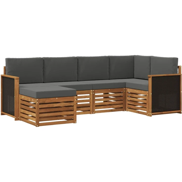 vidaXL Outdoor-Sofagarnitur 6 stk. 5-Sitzer Natur und Anthrazit 3384553 – Bild 2