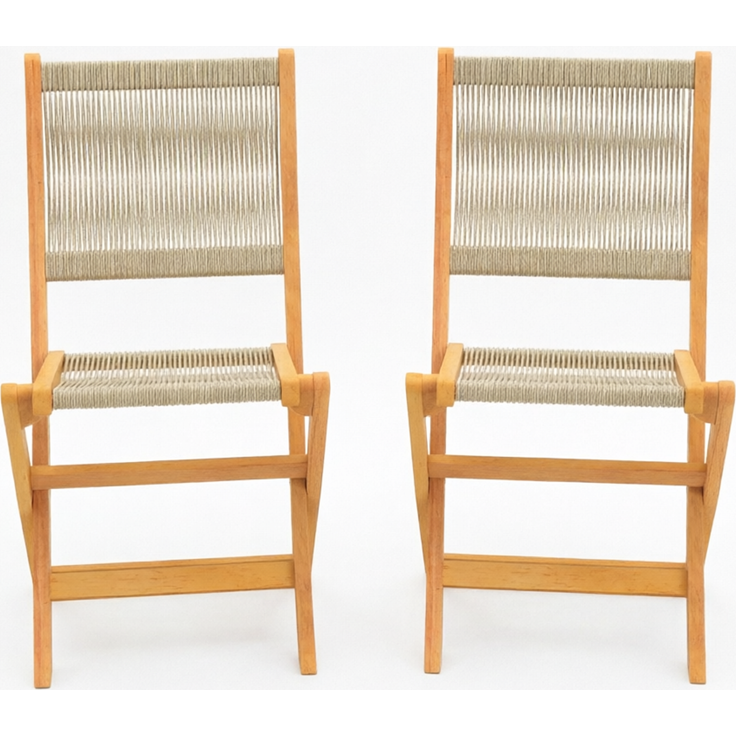 Gartenstuhl 48 x 55,5 x 88 cm, 2er-Set, klappbar, aus Akazienholz mit PP-Seil – Bild 2