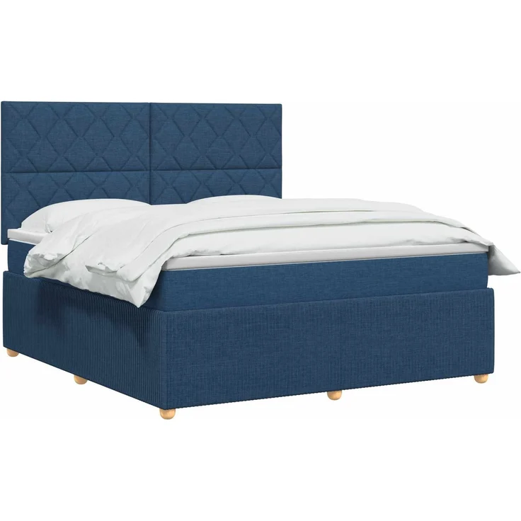 vidaXL LED Boxspringbett mit Matratze Blau 180 x 200 cm Stoff 3455929 – Bild 3