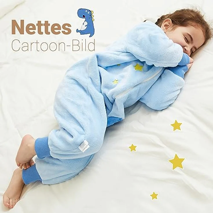 XQ&XG Baby Schlafsack mit Füßen 2.0 Tog,Babyschlafsack mit langen Ärmeln,Schlafsack Kinder mit Beinen für mädchen und Junge,Dinosaurier,90 – Bild 6
