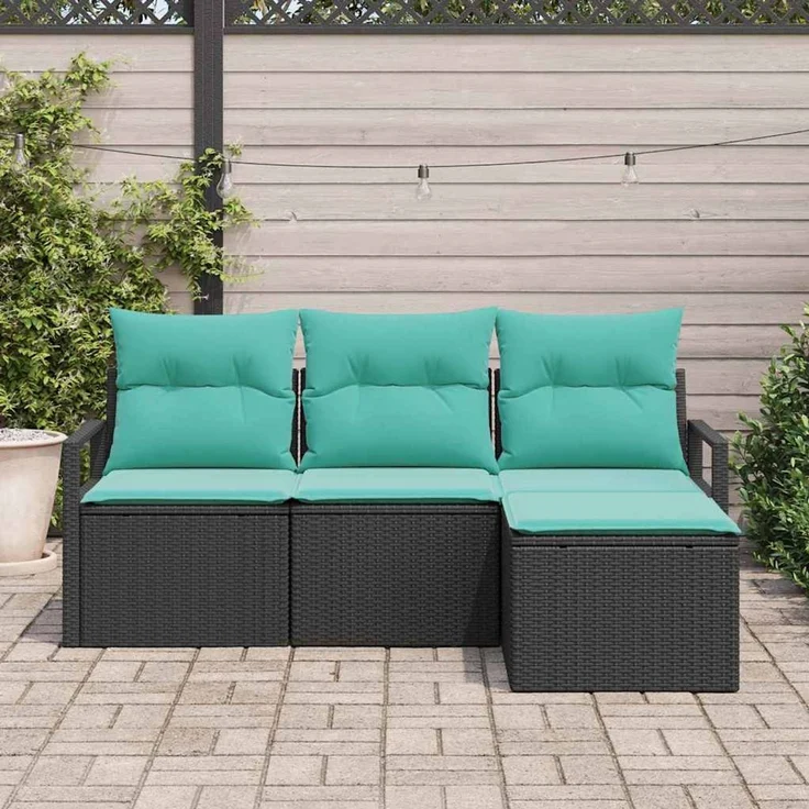 vidaXL Sofa Set 4 stk. Schwarz Poly-Rattan 3346336 – Bild 1