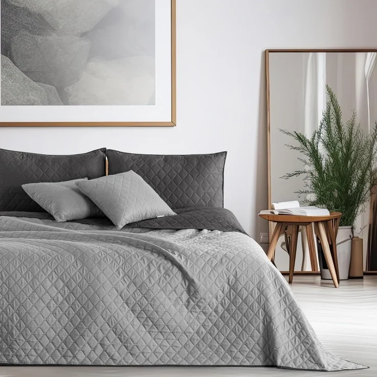 DecoKing Tagesdecke 240x260 cm Graphit anthrazit grau Silber Bettüberwurf zweiseitig pflegeleicht Axel – Bild 3