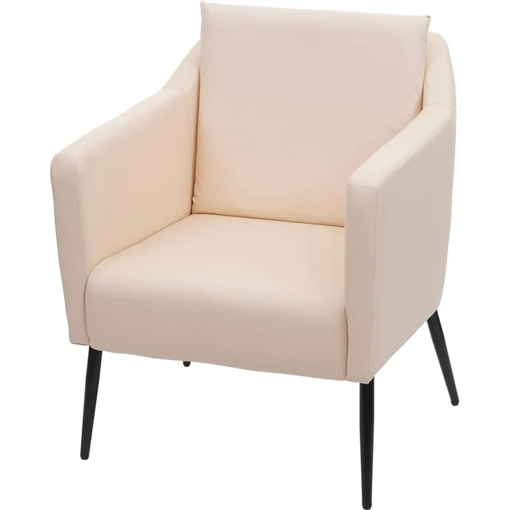 Lounge-Sessel HWC-H93a, Sessel Cocktailsessel Relaxsessel ~ Kunstleder creme-beige