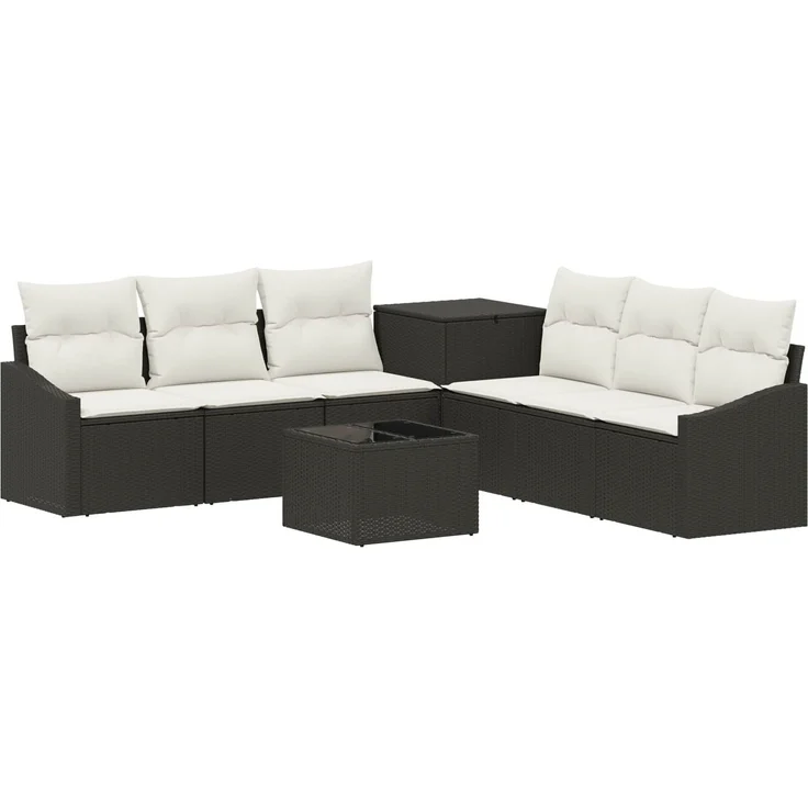 vidaXL Sofa Set 8 stk. Schwarz und Cremeweiß Polyrattan und Stahl 3448207 – Bild 2