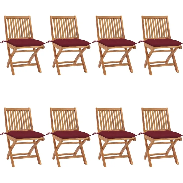 Klappbare Gartenstühle mit Kissen 8 Stk. Massivholz Teak 3072885