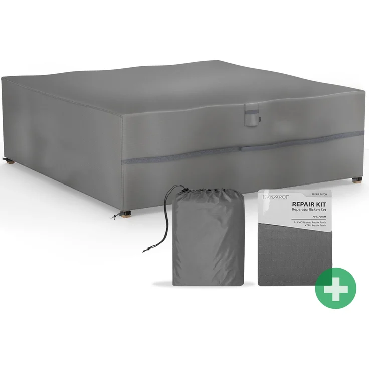 SANZARO 'Premium' Abdeckung Gartenmöbel, winterfest, Polyester grau, 255 x 255 x 80 cm – Bild 1