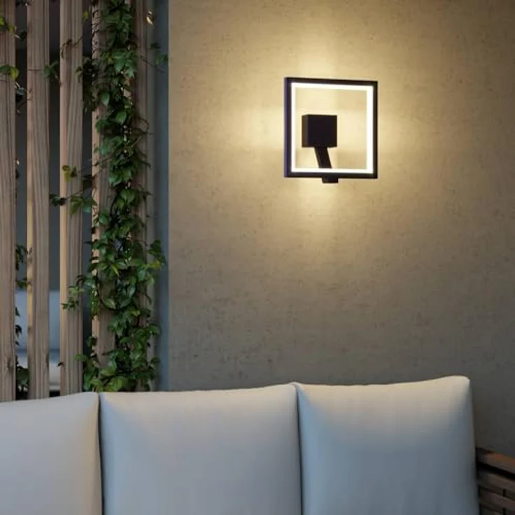 Lucande LED Wandleuchte Square, 1-flammig, Außenwandleuchte in Schwarz aus Aluminium, IP65, energiesparend für Terrasse und Garten – Bild 3