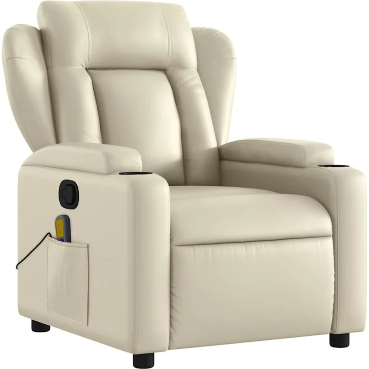 vidaXL Massagesessel mit Relaxfunktion, Kunstleder, Creme 3205597 – Bild 2