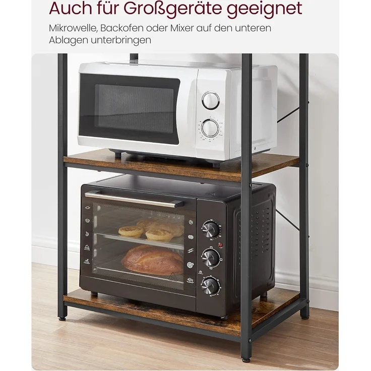 Vasagle Küchenregal mit Ablagen, Stahl vintagebraun-schwarz, 40 x 60 x 167 cm – Bild 7