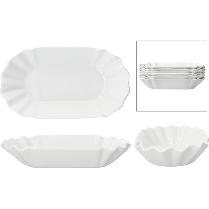 6x Frietjes XL Pommesschale oval weiß Currywurst-Schale Servier-Teller Porzellan – Bild 6
