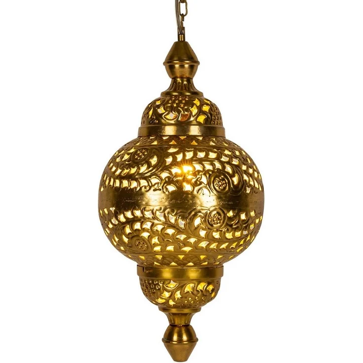 Marrakesch Orient & Mediterran Interior Pendelleuchte Fahda Gold Hängeleuchte, Orientalische Lampe handgefertigt 50cm, Handarbeit – Bild 2